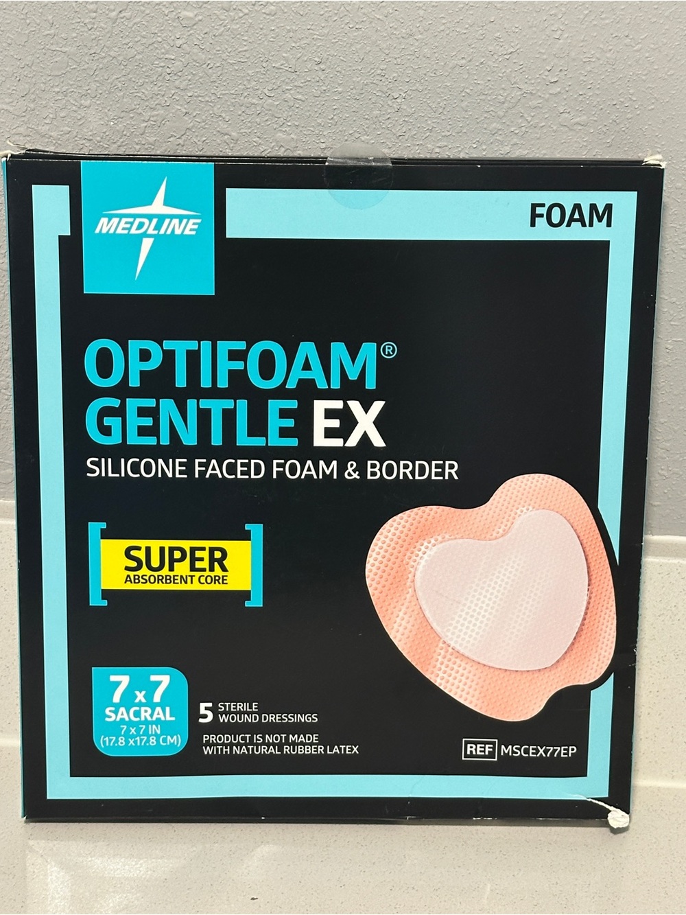 Medline optifoam gentle ex Silicone Faced Foam & Border 7” X 7” Exp 11-27